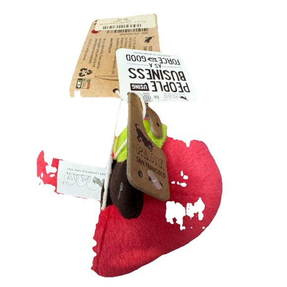 P.L.A.Y. Apple Plush Dog Toy People Using Business San Francisco NWT - Picture 3 of 3